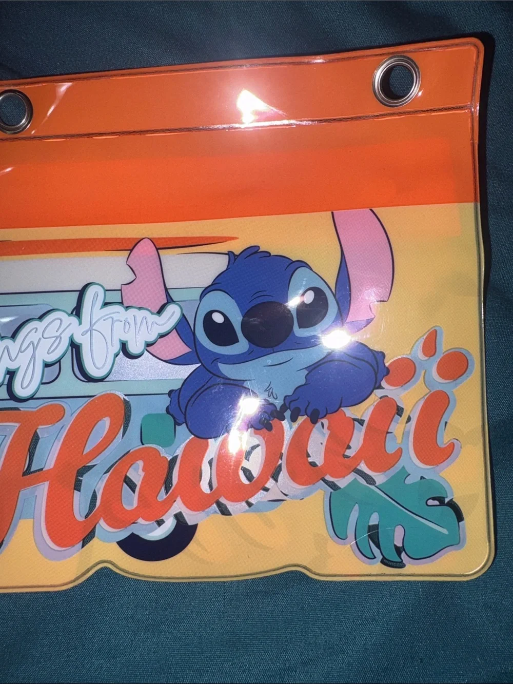 Stitch Hawaii Clear Vinyl Pouch with Orange Trim